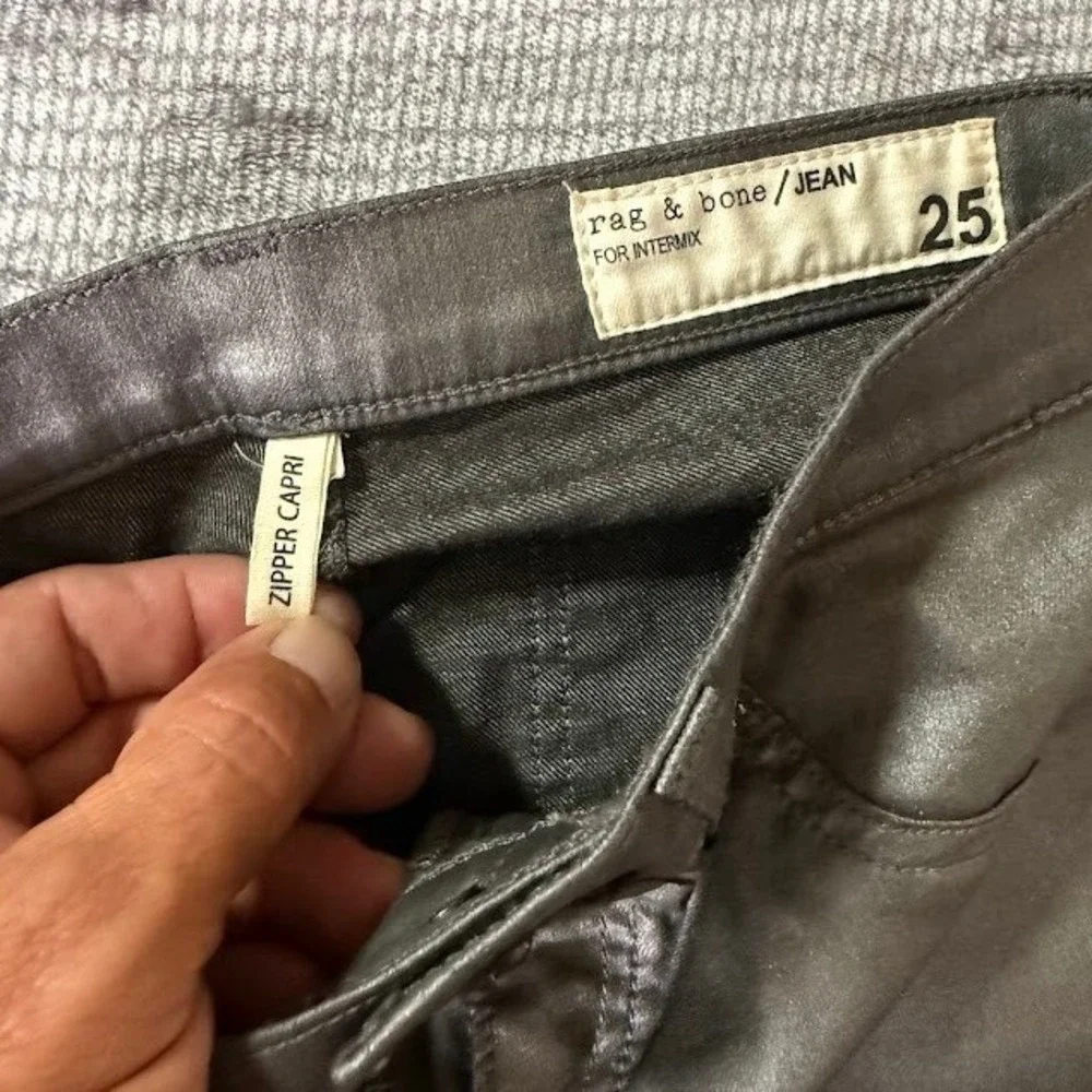 Rag & Bone Intermix Metallic Pewter Zipper Capri Pants 25X26.